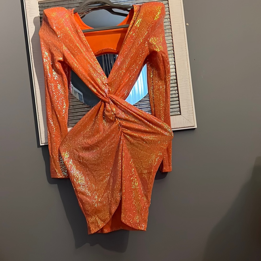 Nice cute peach sequins dress can be worn for special occasions